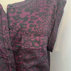 Trouve Dark Purple Animal Print Blouse